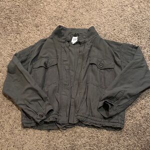 Green Linen Blend Gap Jacket